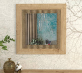 Miroir Carré Rotin Madura Cadre Naturel 72x72